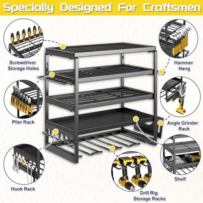Power Tool Organizer Wall Mount (5-Tier 4 Drill Holders)