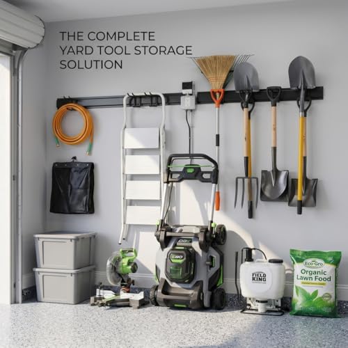 96 Inch Heavy Duty Wall Mount Garden Tool Organizer for Garage (Black / 96 Inch)