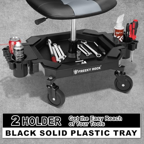 Rolling Stool with Wheels (Carbon Fiber Gray)