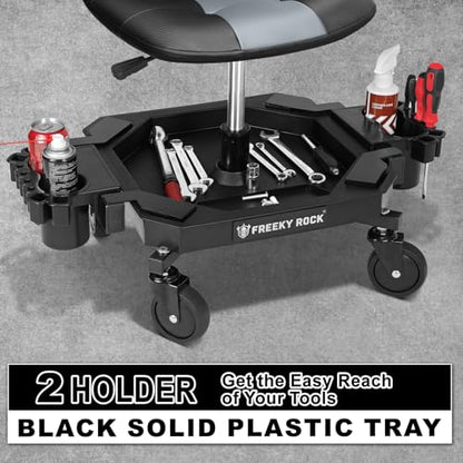 Rolling Stool with Wheels (Carbon Fiber Gray)
