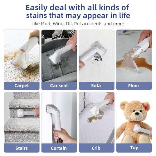 400W 18Kpa Carpet Cleaner Machine with 1 Bottle Cleaning Solutions (White)