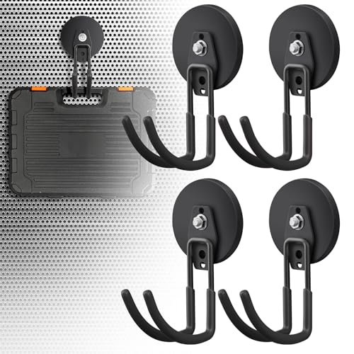 4Pack Large Strong Magnetic Hooks For Hanging Heavy Duty (3.5in Magnet-4 Pack Larger J Hooks-Black)