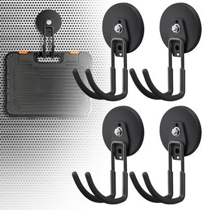 4Pack Large Strong Magnetic Hooks For Hanging Heavy Duty (3.5in Magnet-4 Pack Larger J Hooks-Black)