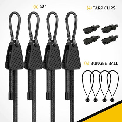 Bungee Cords with Hooks (Black / 12-Pack Assortment - Black)