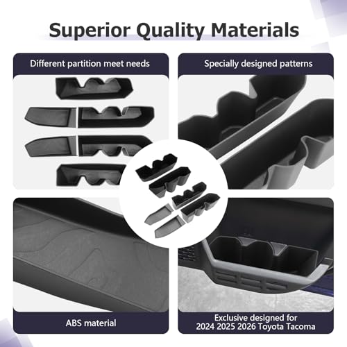2026 Tacoma Accessories Door Tray Organizer Compatible with Toyota Tacoma Accessories 2024 2025 2026 Door Side Storage Box Organizer Tray Insert Tray TPE Material Black 6PCS