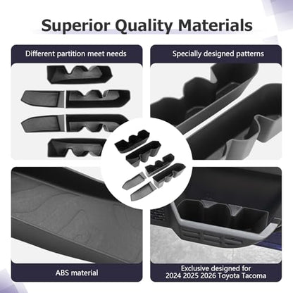 2026 Tacoma Accessories Door Tray Organizer Compatible with Toyota Tacoma Accessories 2024 2025 2026 Door Side Storage Box Organizer Tray Insert Tray TPE Material Black 6PCS
