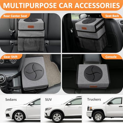 Car Trash Can with Lid Leak Proof Car Accessories for Women (3 Gallons / Grey)