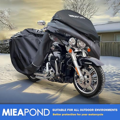 Motorcycle Cover for Harley Davidson Touring Waterproof Heavy Duty (110"-Touring Ultra)