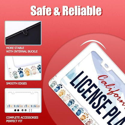 Bear Paw Print License Plate Frame Colorful Animal License Plate Frames Funny for Car Decorative Parts Stainless Stee License Plate for Standard Us Canada Funny License Plate Holder 12x6 Inch (Bear Paw Print)