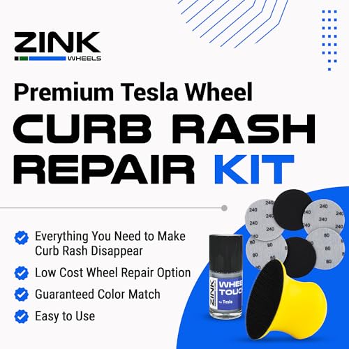 Premium Tesla Wheel Curb Rash Repair Kit for Model 3 19 (Tesla Model 3 / 19" Silver Nova)