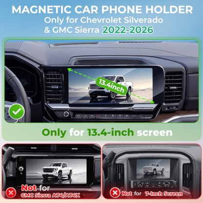 Car Phone Holder for Chevrolet Silverado & GMC Sierra 2022 (Fit for 2022-2026 Silverado & Sierra, 13.4-Inch)