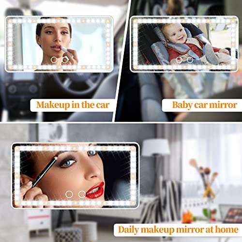 Car Sun Visor Vanity Mirror with Lights (2Pack White)