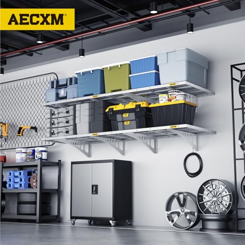 2x3ft 2Pack Wire Shelving Unit Heavy Duty Garage Storage Shelves Wall Mounted White 560lbs Load Capacity（24 (2x3ft / White)