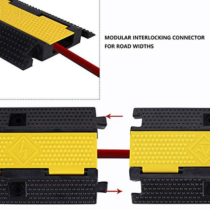 1 Pack Rubber Cable Ramp Hose Cable Protector Ramp 1 Channel 22000Lbs Load Capacity Traffic Speed Bump Wires Power Lines Extension Cord Cover for Indoor Outdoor (22000Lbs-1Channel-1Pack)