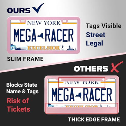 Premium Slim Princess Pink License Plate Frames (Pink / 2 Piece)