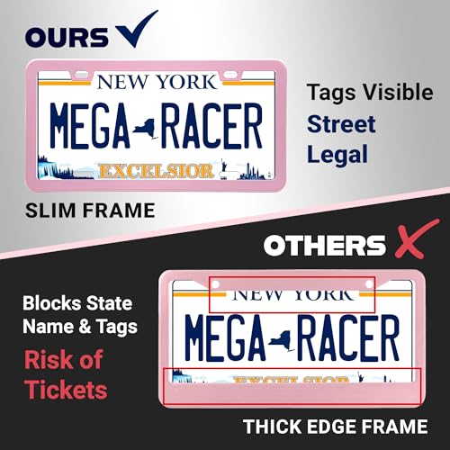 Premium Slim Princess Pink License Plate Frame (Pink / 1 Piece)