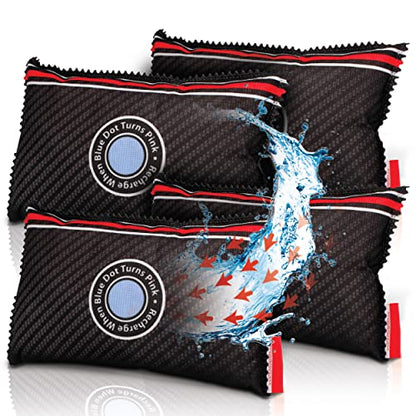 Reusable Car Dehumidifier Bag Rechargeable Moisture Absorber 4 Pack (Four Pack (Regular))