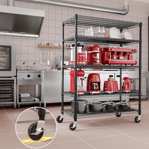 Garage Shelving Wide Storage Shelves 5 Tier Metal Shelves 4000 LBS Heavy Duty Adjustable Utility Shelf Rack Black 23.6" D x 53.1" W x 73.6" H (5 Tier, 23.6" D x 53.1" W x 73.6" H / Black)