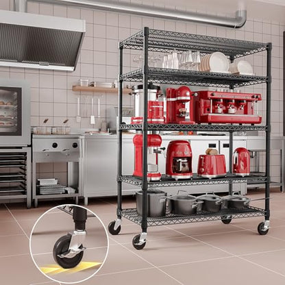Garage Shelving Wide Storage Shelves 5 Tier Metal Shelves 4000 LBS Heavy Duty Adjustable Utility Shelf Rack Black 23.6" D x 53.1" W x 73.6" H (5 Tier, 23.6" D x 53.1" W x 73.6" H / Black)