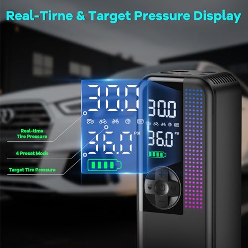 Tire Inflator Portable Air Compressor (Black / 6000mAh)
