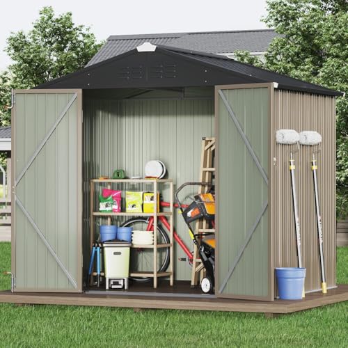 8x6 FT Outdoor Storage Shed (Brown / 8x6 FT)