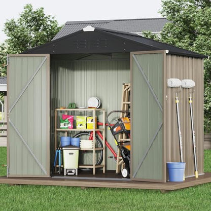 8x6 FT Outdoor Storage Shed (Brown / 8x6 FT)