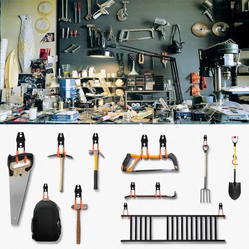 24 Pack Garage Hooks Steel Heavy Duty Garage Storage Hooks Utility Steel Wall Mount Garage Hanger&Organizer for Bikes (Orange-HD-24PC)