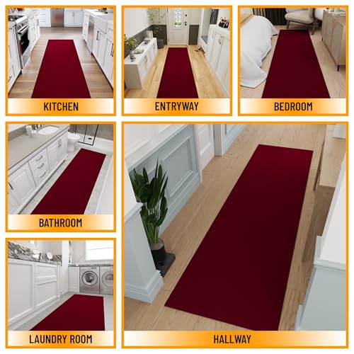 3x10 Hallway Runner Rug (Solid Red)