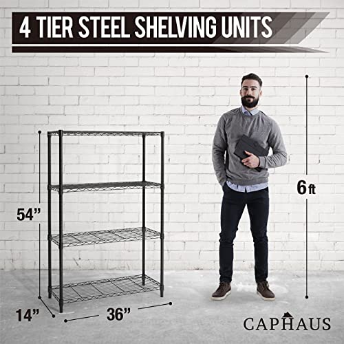 4 Tier Adjustable Height Wire Shelving Unit (4-tier / No Wheel)