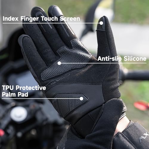 Motorcycle Gloves for Men Women (Black / Large)