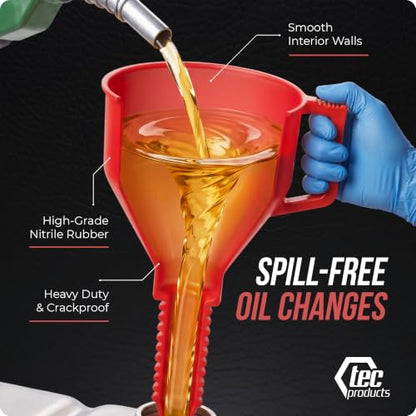 FlexAll Long Flexible Oil Change Funnel (Red / Large)