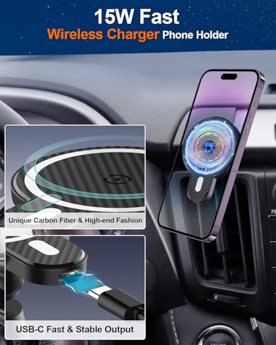 Magnetic Charger Car Phone Holder for Toyota RAV4 2013 (RAV4 2013-2018 / Magsafe+ Wireless Charger)