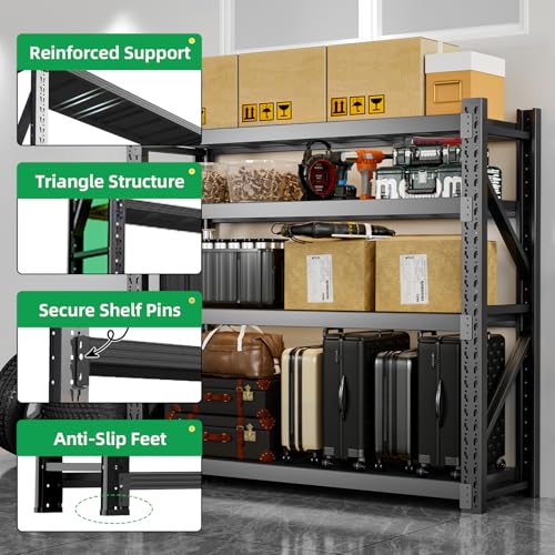 3000LBS Heavy Duty Storage Shelves (47.2''W x 23.6''D x 78''H / Classic Black)