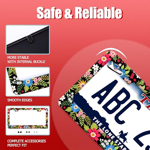 Folk Art Flowers License Plate Frame Funny Colorful License Plate Frames (Folk Art Flowers)