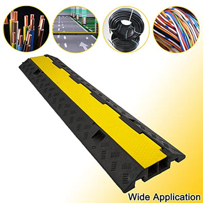 Cable Ramp 3 Pack 2 Channel 11000lbs axle Capacity Floor Cord Cable Protector (3 Pack 2 Channel)
