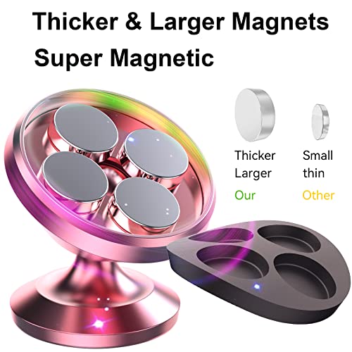 2 Pack】Magnetic Phone Holder for Car Dash Strong Magnetic Car Phone Mount (Rose Gold)