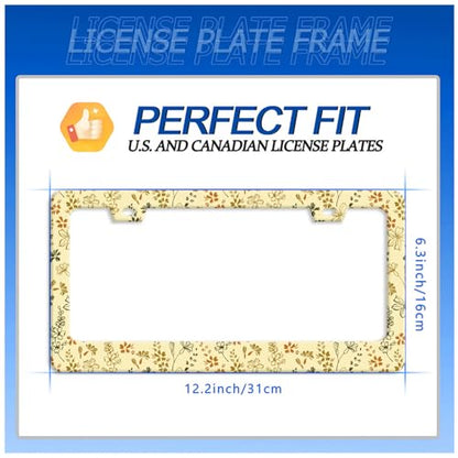 Yellow Wild Flowers License Plate Frame Stainless Steel Accessory12.3x6.3In (Yellow Wild Flower Floral)