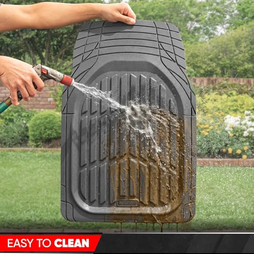 FlexTough LITE Rubber Car Mats Full Set (Full Set Lite (Sedan, Compact) / Gray Lite)