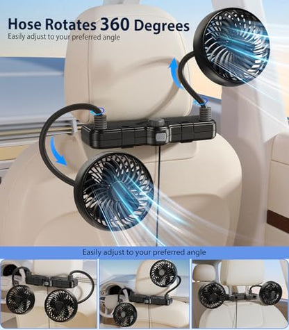 360 Hose USB Fan for Car Seat Baby Kids (Black / USB Car Fan)