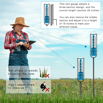Rain Gauge Outdoor (Large rain gauge with 2 tubes)