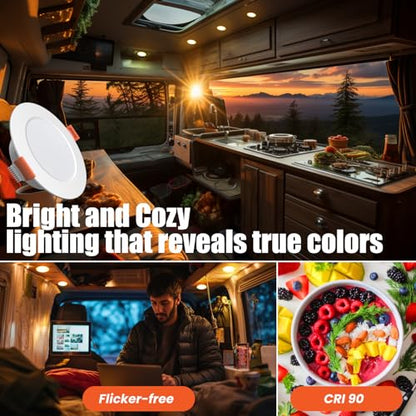 2 Pack RV Recessed LED Ceiling Lights 12V 3” (3000K 2-Pack)