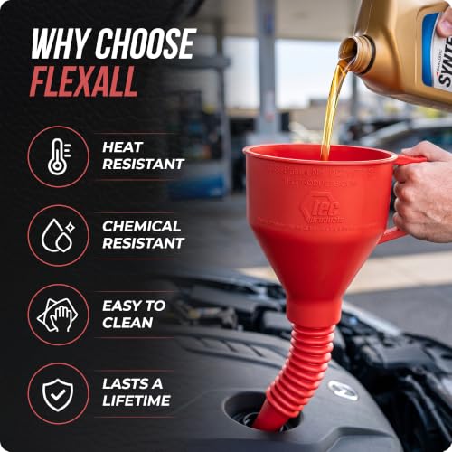 FlexAll Long Flexible Oil Change Funnel (Red / Small)