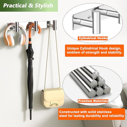 Wall Mounted Coat Rack ("T" Shape 3 Hooks - 1 Pack / Glossy)