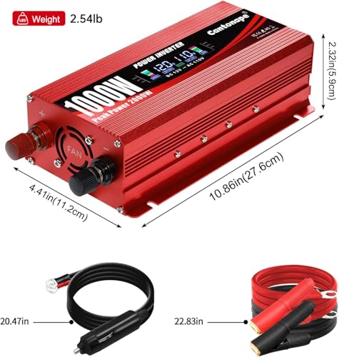 1000W Power Inverter DC 12V to 110V (Red)