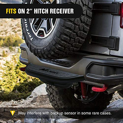 Hitch Step with 2" Hitch Receiver Rear Bumper Guard Protector Compatible with Car Truck Vehicles Upgraded Textured Black Hitch Step Bar with Hitch Lock & U (Heavy Duty Hitch Step)