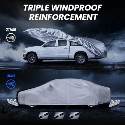 Multi Layer Car Cover Custom Fit for Nissan Sentra (W.Custom Fit Nissan Sentra / White Car Cover)