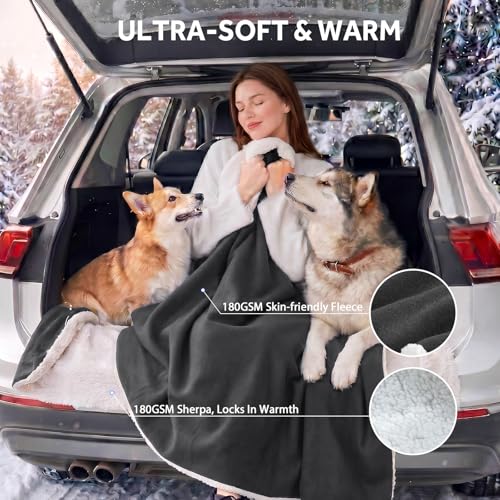 12 Volt Electric Portable Heated Car Blanket (Charcoal)