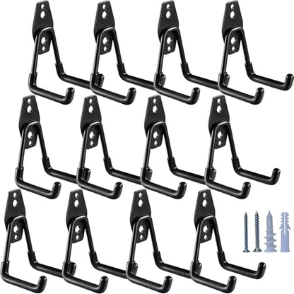 Heavy Duty Garage Hooks 12 Pack (12 Pack 2.8inch U Hook / Black)