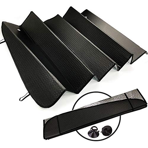 Front Car Sun Shade Windshield (Black / 55.16 x 27.5 inches)