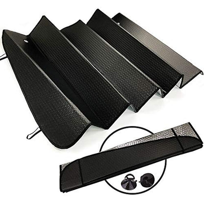 Front Car Sun Shade Windshield (Black / 55.16 x 27.5 inches)